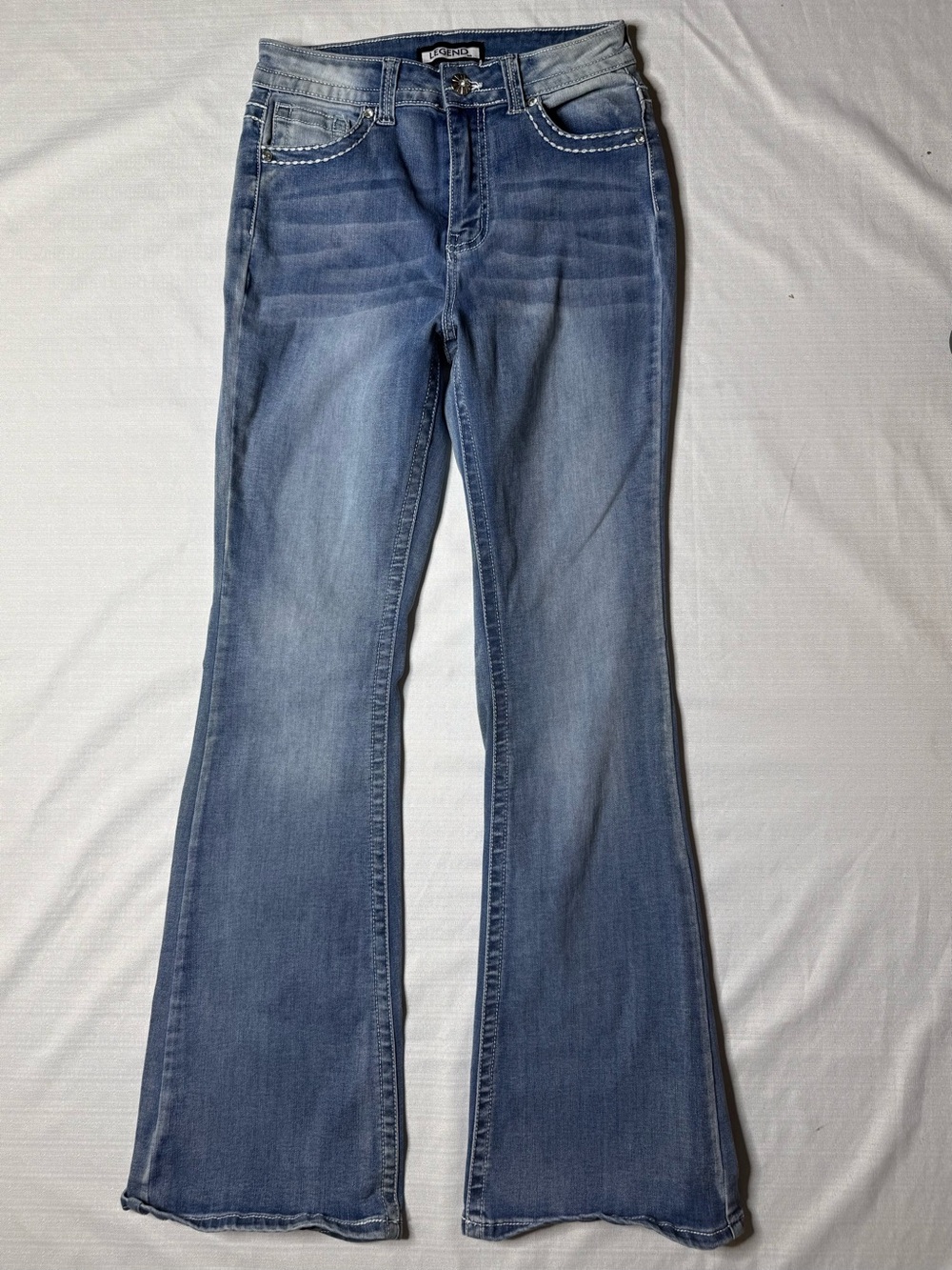 Legend Women’s Bootcut Flare Denim Jeans Embellished Back Pockets Size 5